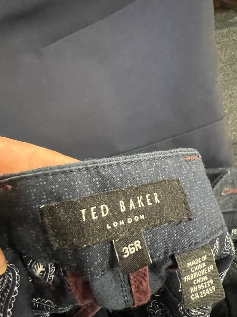 Ted Baker Men's Navy Blue Jeans with Contrast Stitching